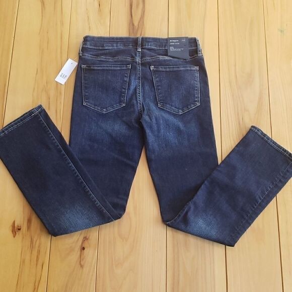 GAP CROP KICK STRETCH MID-RISE DARK WASH JEANS, SIZE 0/25 - NEW - Picture 6 of 11